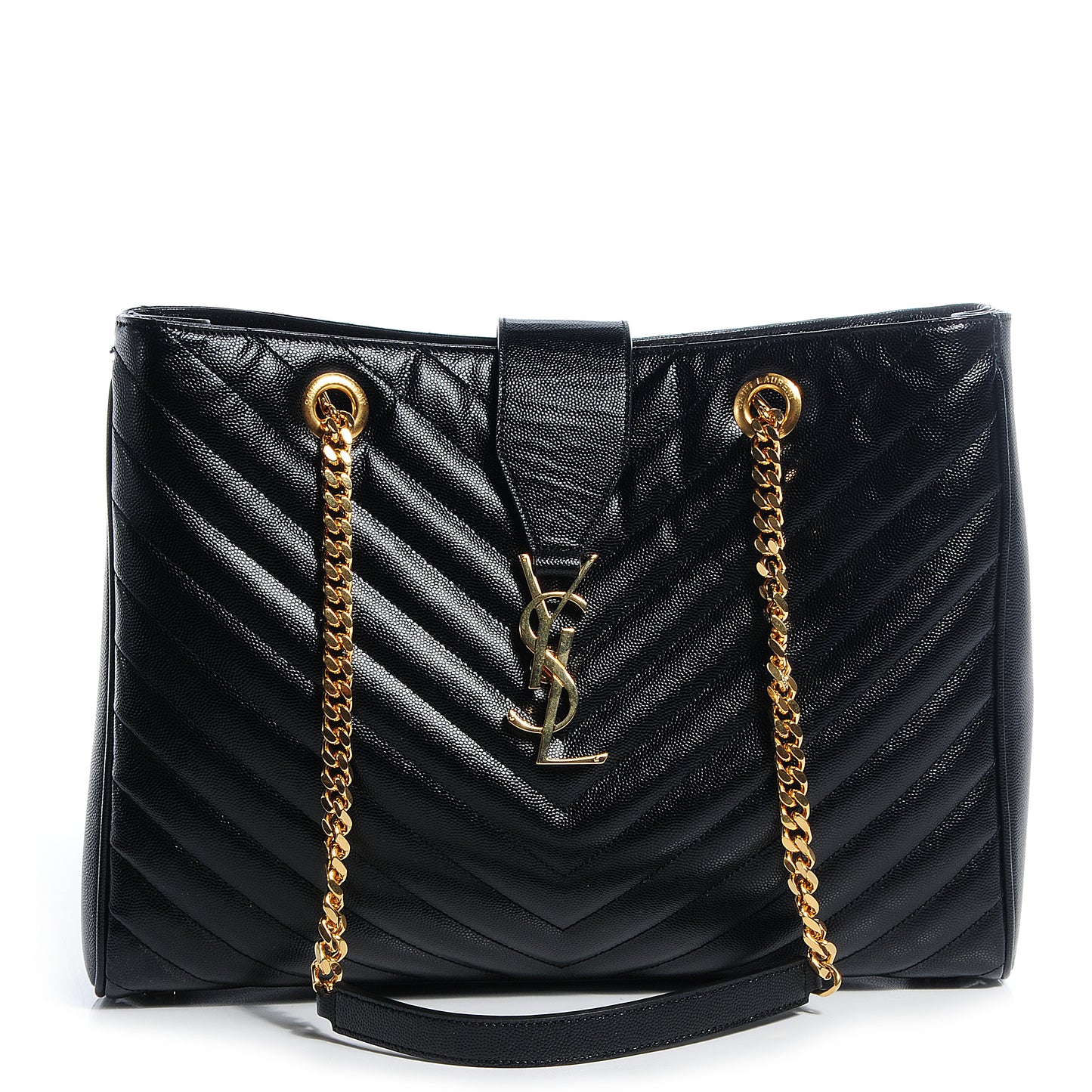Matelasse Chevron Monogram Shopping Bag Black