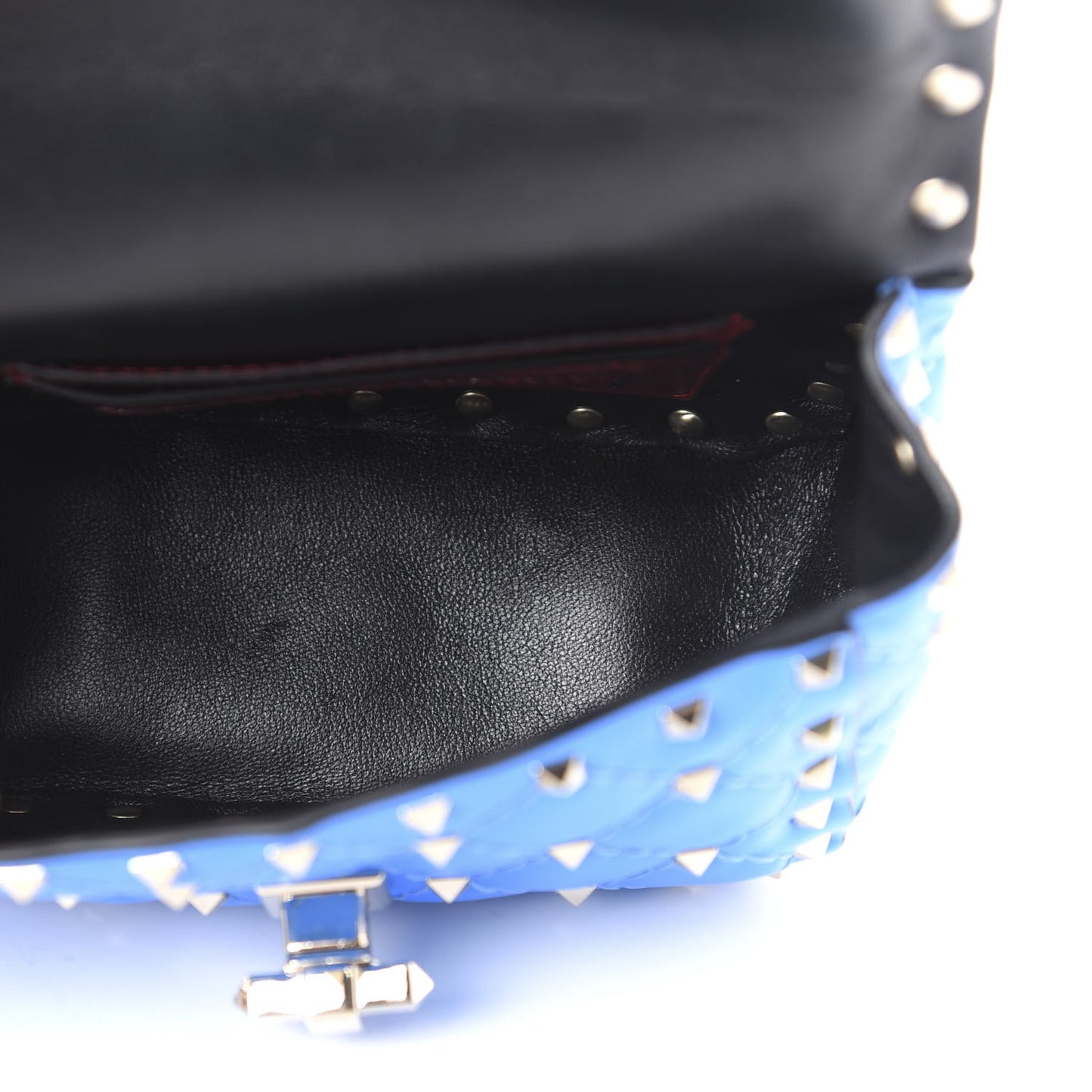 Calfskin Micro Rockstud Spike Shoulder Bag Blue Fluo