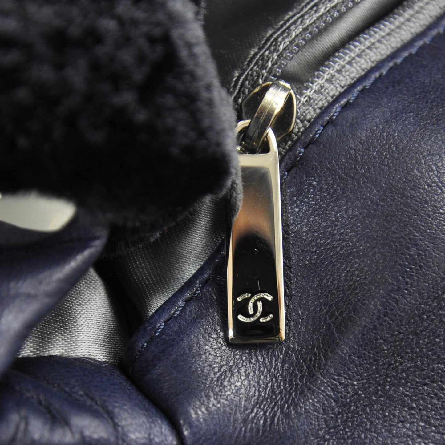 Lapin Rabbit Fur Flap Blue