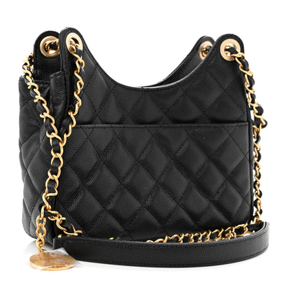 Chanel Caviar Quilted Small Wavy CC Hobo Black 3 of 11