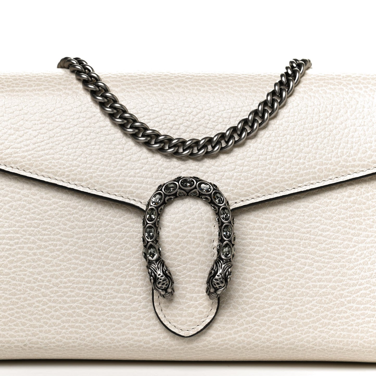Dollar Calfskin Mini Dionysus Chain Wallet Mystic White