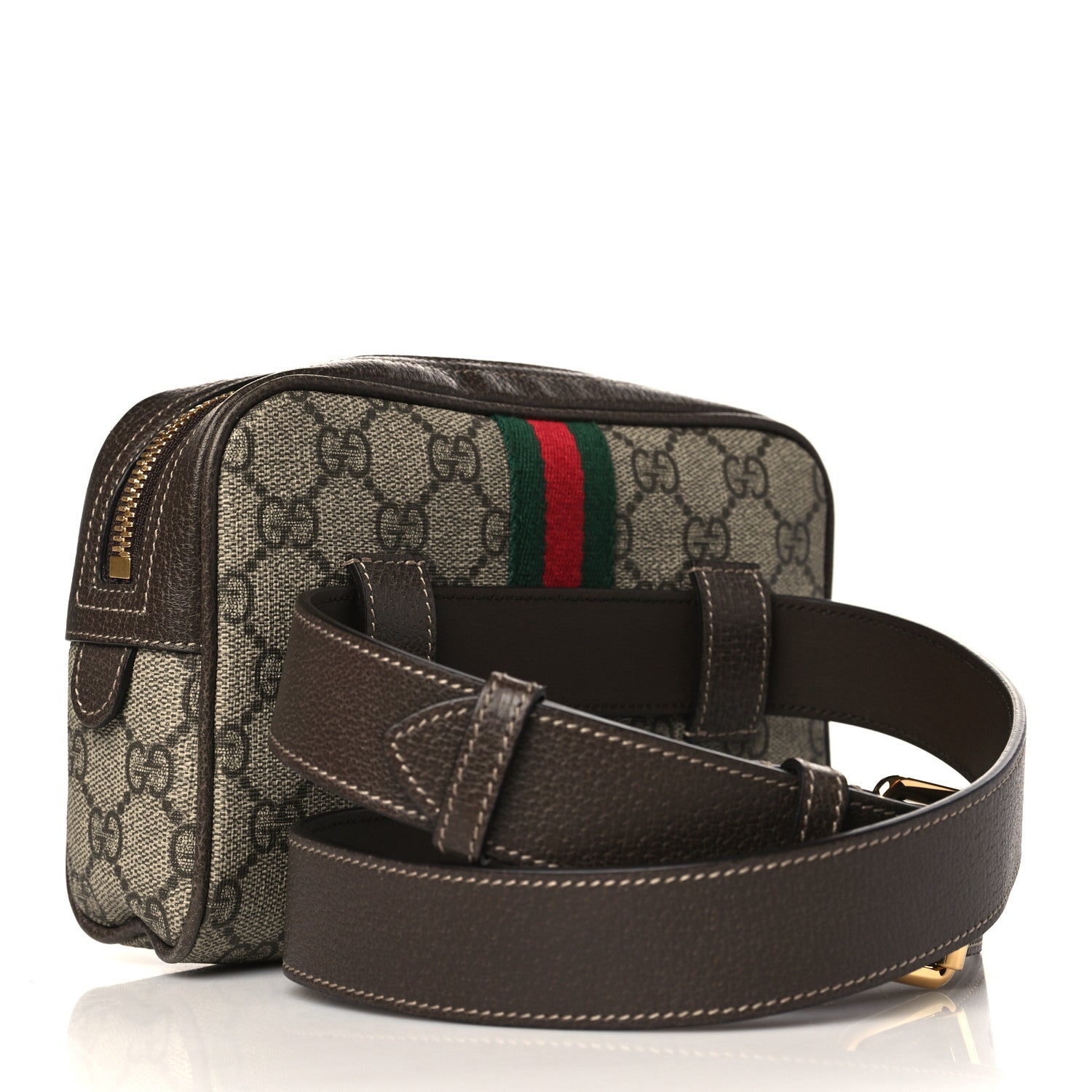 Gucci GG Supreme Monogram Web Small Ophidia Belt Bag 85 34 Dark Brown 3 of 9