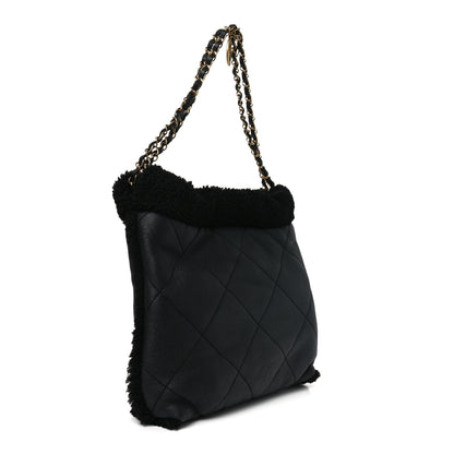 Chanel Aged Lambskin Shearling Quilted Small Chanel 22 Black 4 of 11