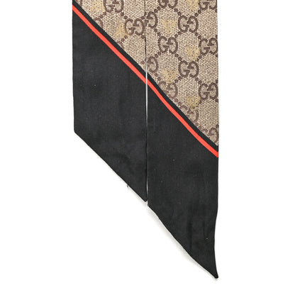 Gucci Silk Twill GG Monogram GG Bee Neck Bow Scarf Black Red 2 of 5