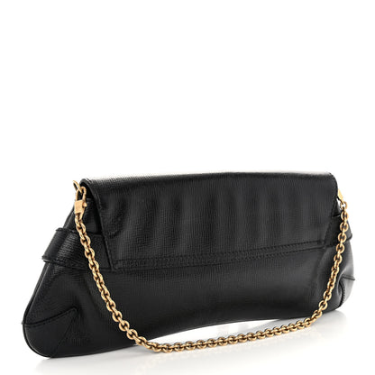 Gucci Textured Calfskin Horsebit Chain Clutch Black 3 of 10