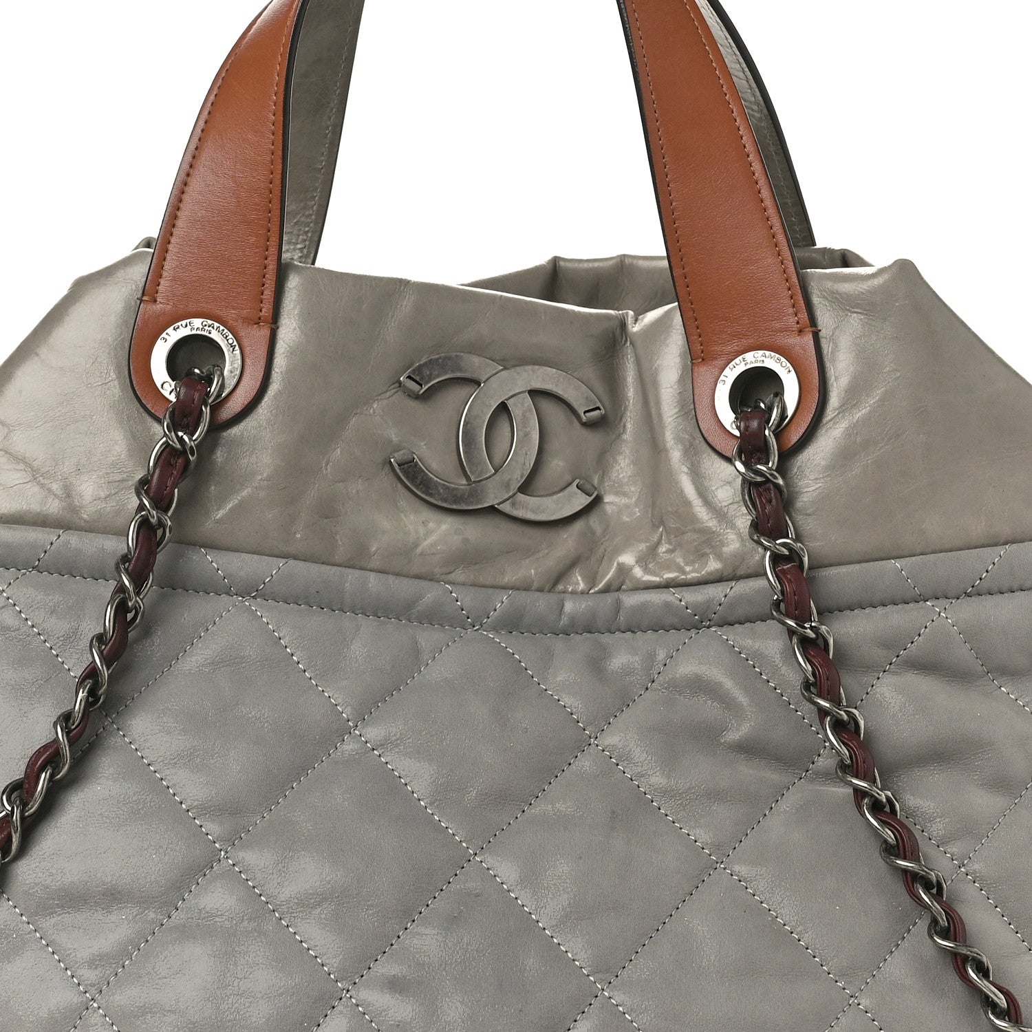 Chanel Iridescent Calfskin Quilted Large In The Mix Tote Grey 8 of 12