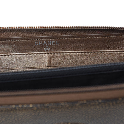 Chanel Metallic Caviar Large Timeless CC Zip Around Wallet Bronze 5 of 10