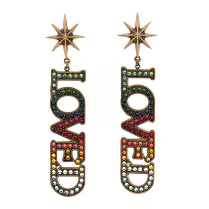 Gucci Gold Crystal Loved Single Earrings Multi 1 of 4