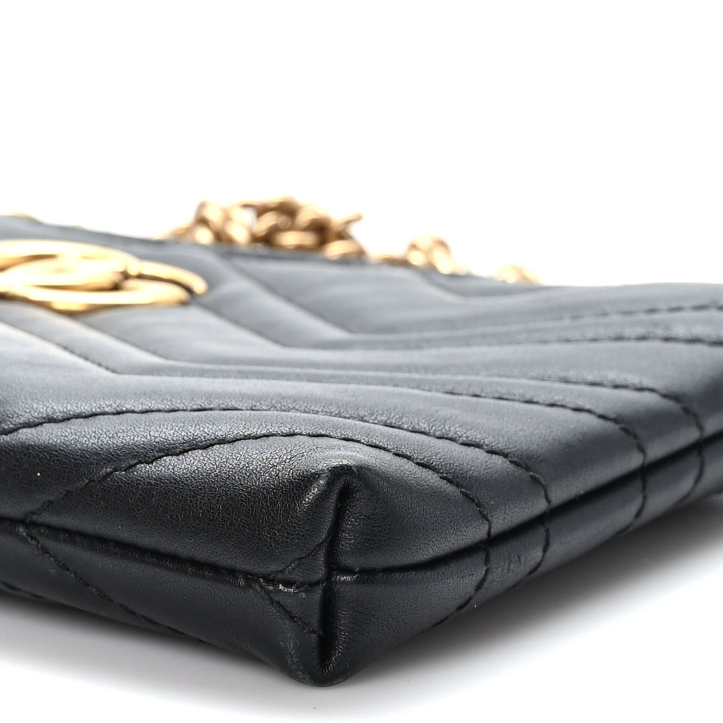 Calfskin Matelasse Mini GG Marmont Chain Bag Black
