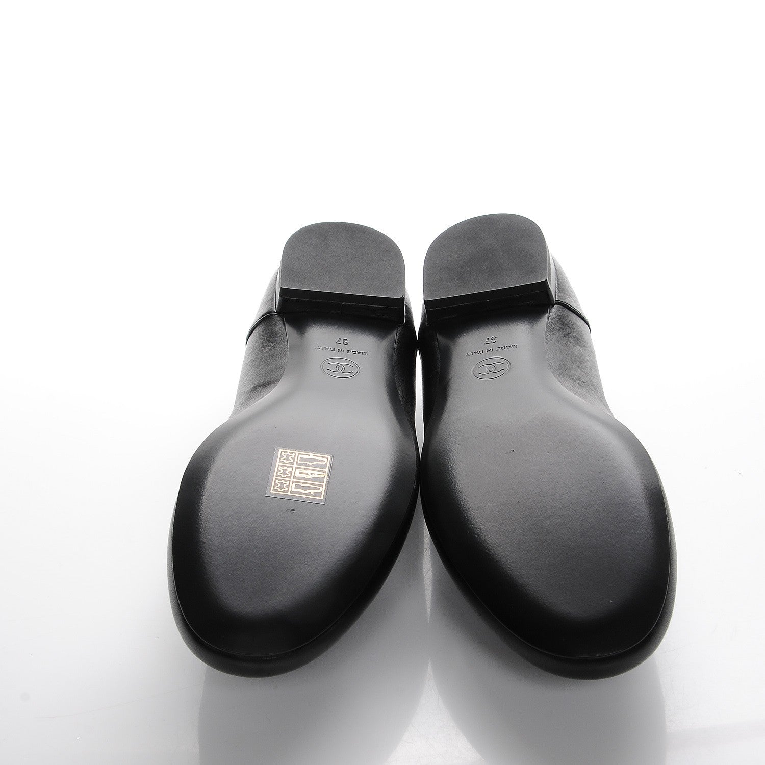 Chanel Lambskin CC Mocassin Loafers 37 Black 5 of 9