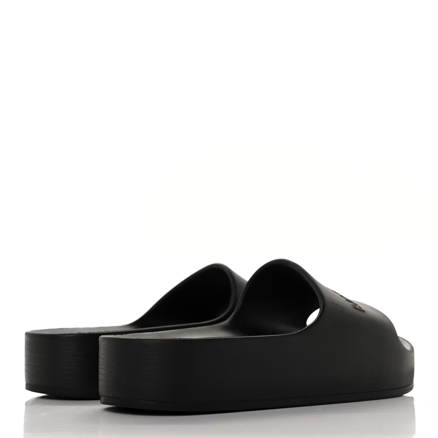 Rubber Chunky Platform Slide Sandals 42 Black
