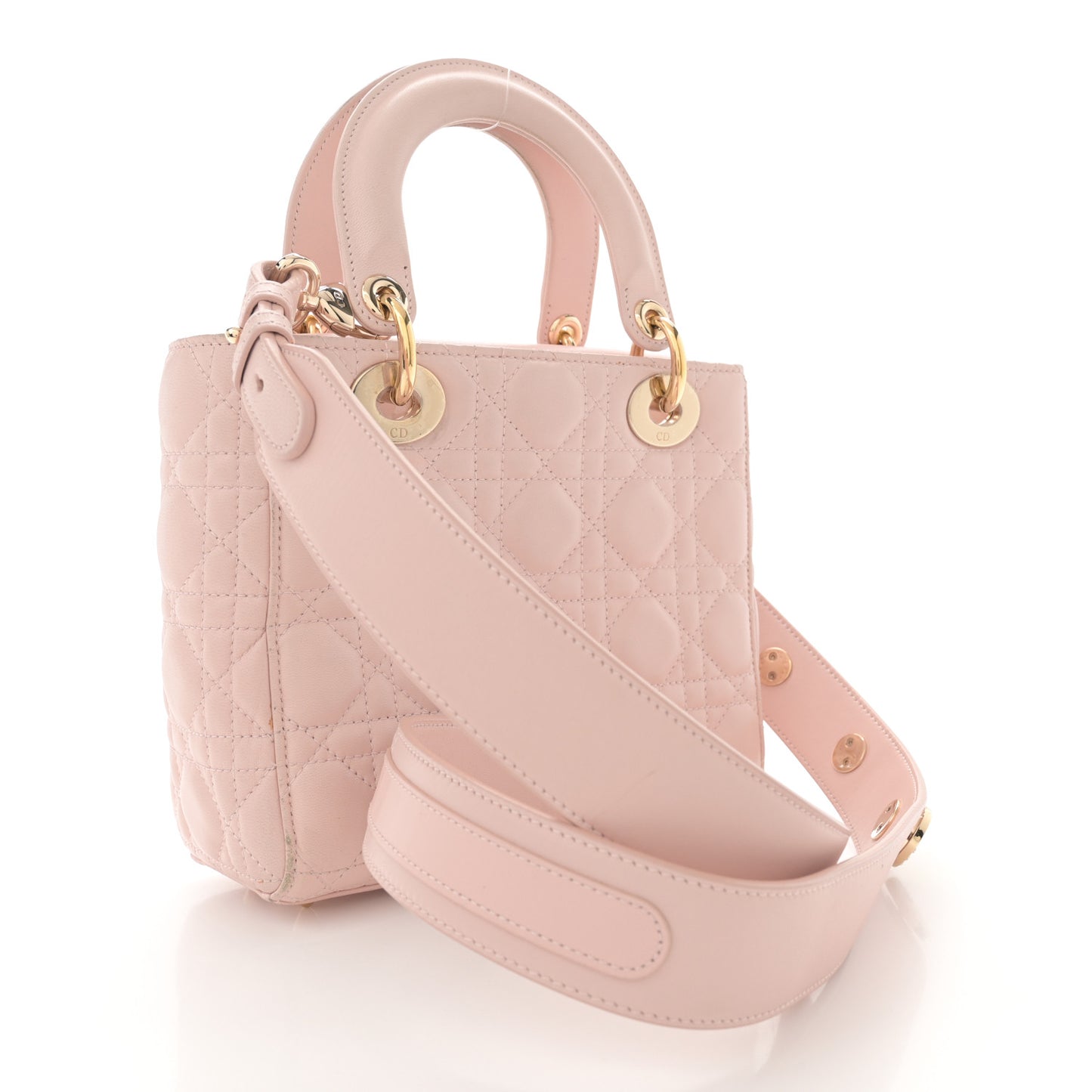 Lambskin Cannage Small Lucky Badges My Lady Dior Pink