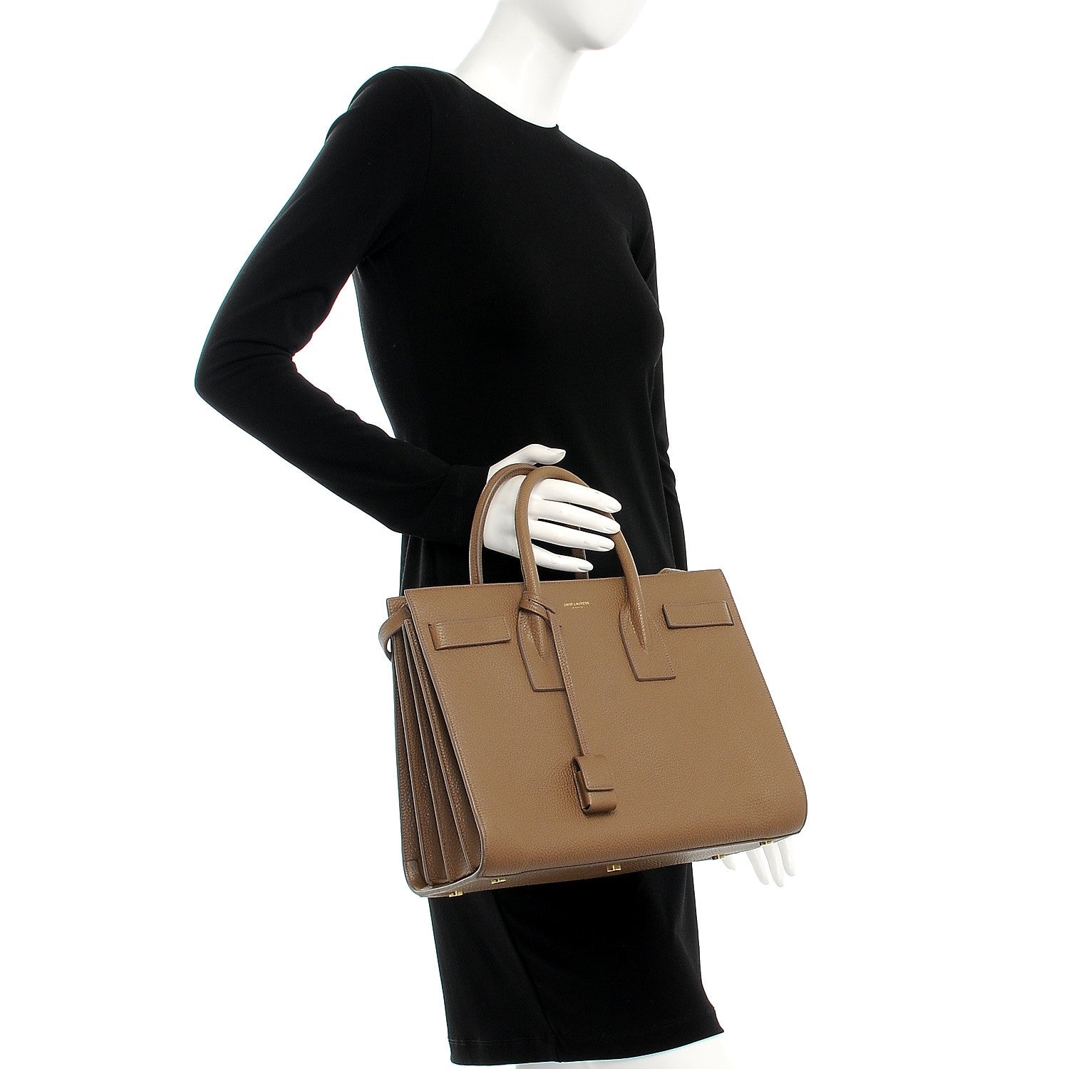 Saint Laurent Grained Calfskin Small Sac De Jour Taupe 3 of 8