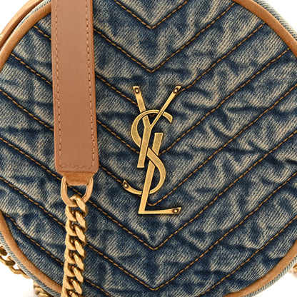 Saint Laurent Denim Quilted Monogram Round Crossbody Bag Rodeo Blue 8 of 11