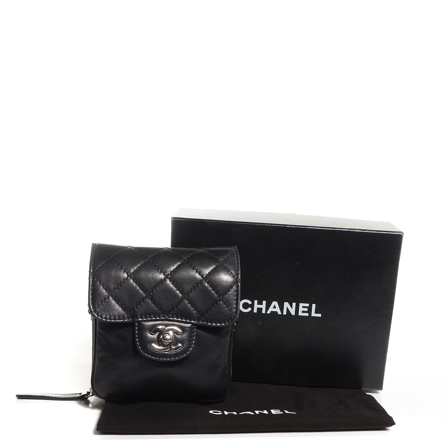Lambskin Quilted Mini Crossbody Flap Black