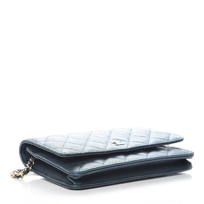 Chanel Iridescent Caviar Quilted Wallet On Chain WOC Blue 4 of 11