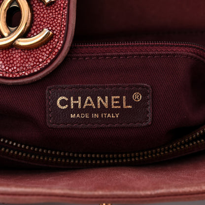 Chanel Glazed Calfskin Stingray Bindi CC Tote Red 6 of 16