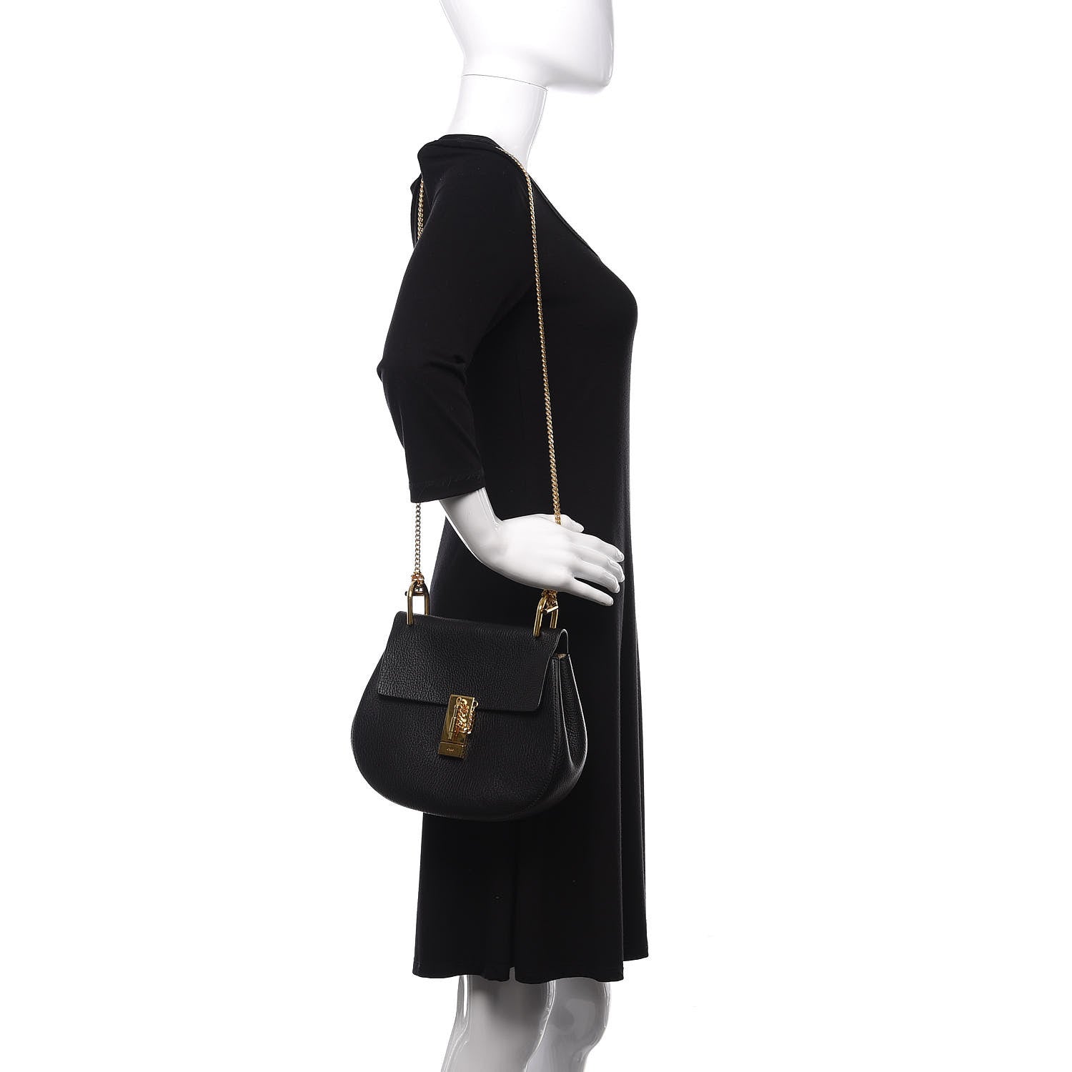 Chloe Grained Lambskin Drew Shoulder Bag Black 2 of 9