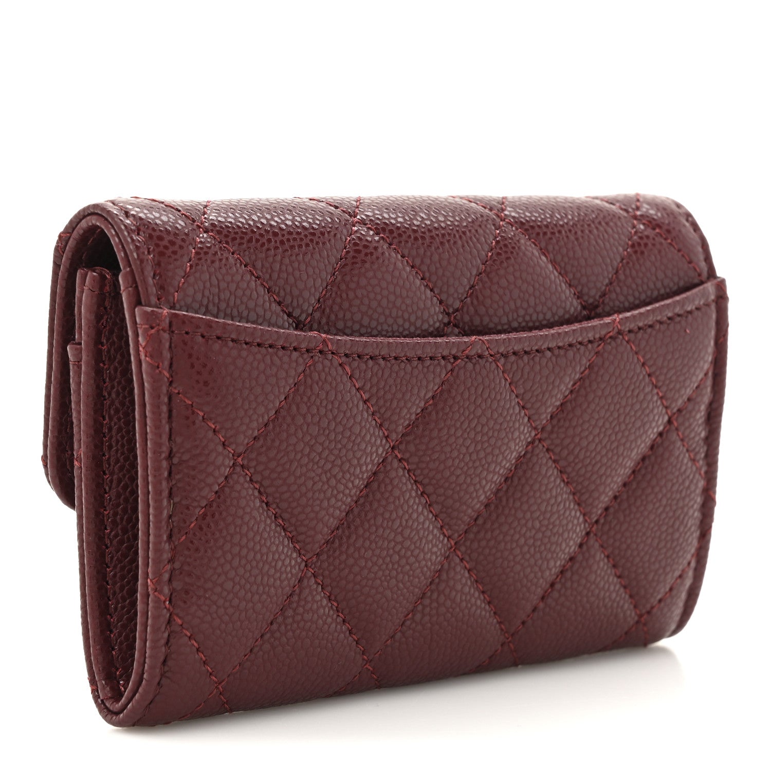 Chanel Caviar Quilted Flap Card Holder Wallet Burgundy 3 of 8