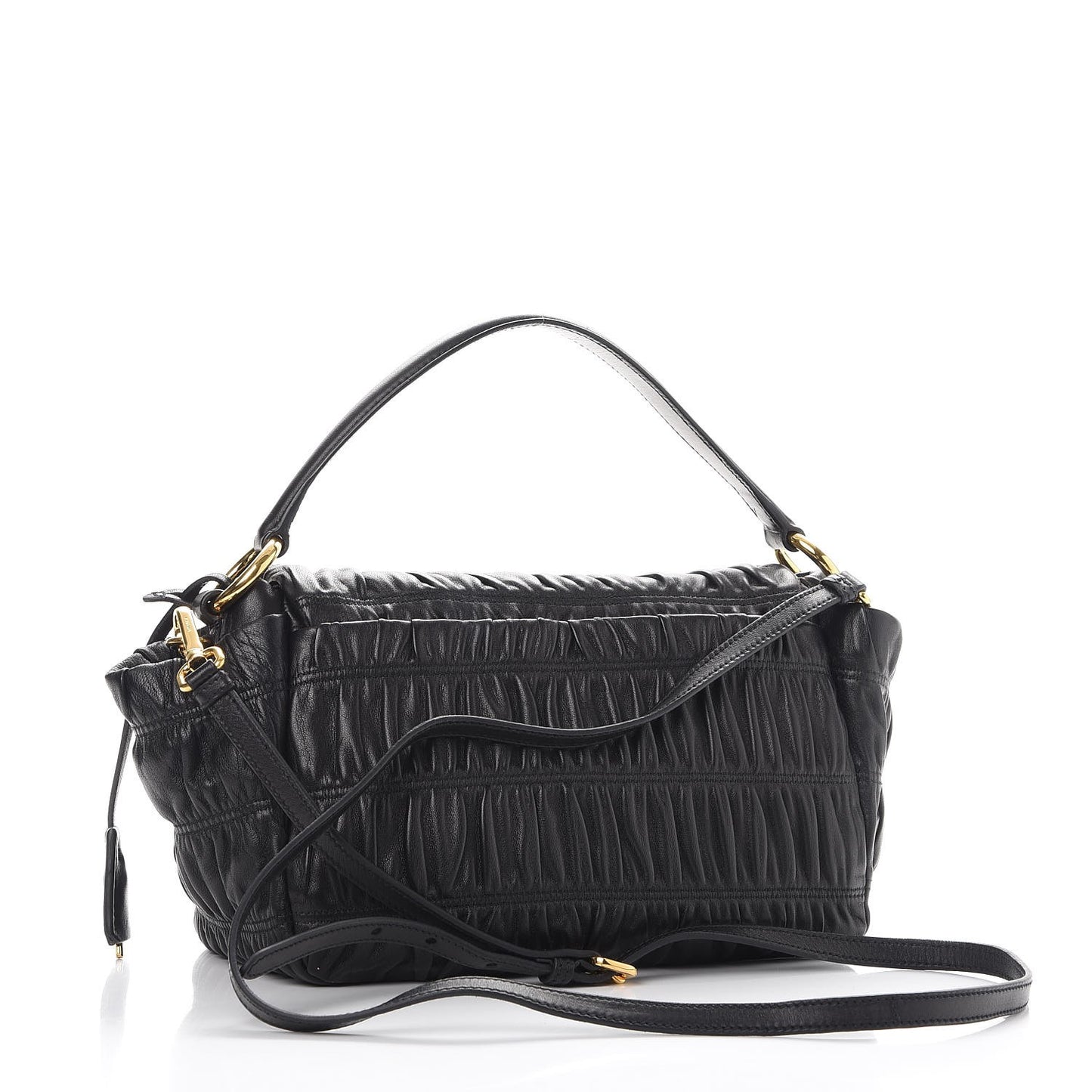 Nappa Dressy Gaufre Flap Bag Nero Black