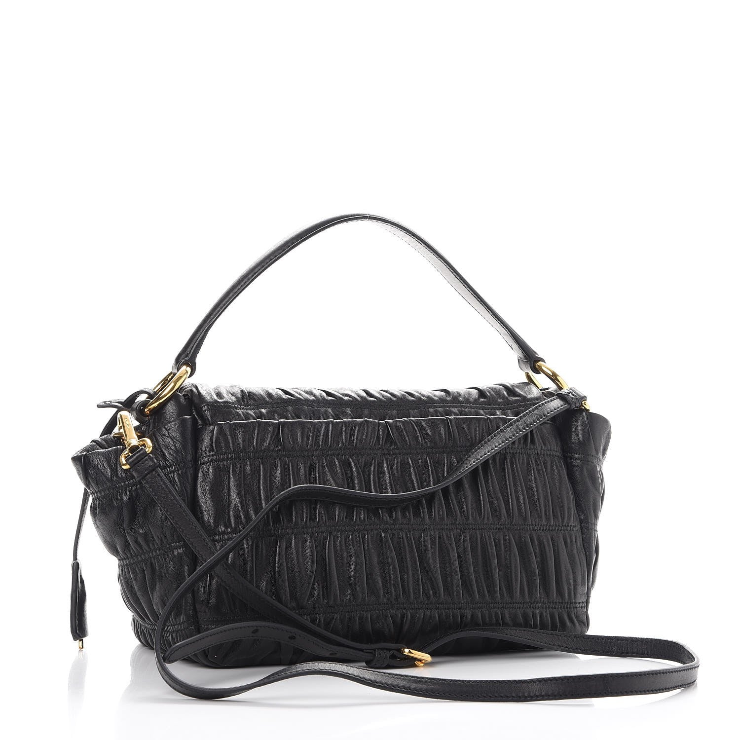 Prada Nappa Dressy Gaufre Flap Bag Nero Black 4 of 9