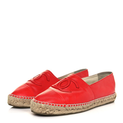 Chanel Lambskin CC Espadrilles 40 Red 3 of 9