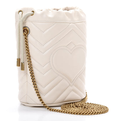 Gucci Calfskin Matelasse Mini GG Marmont 2.0 Bucket Bag White 2 of 9
