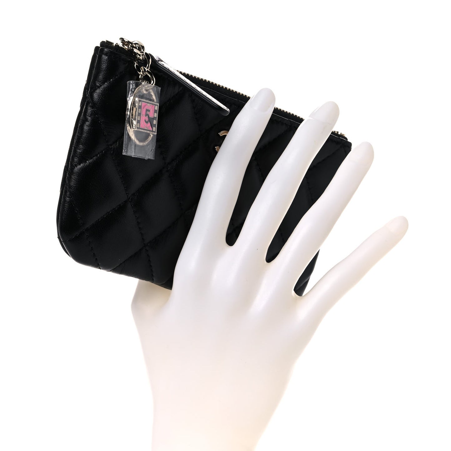 Lambskin Quilted Small No. 5 Cosmetic Case Black