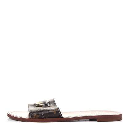 Louis Vuitton Monogram Lock It Flat Mules 39 Brown 1 of 16