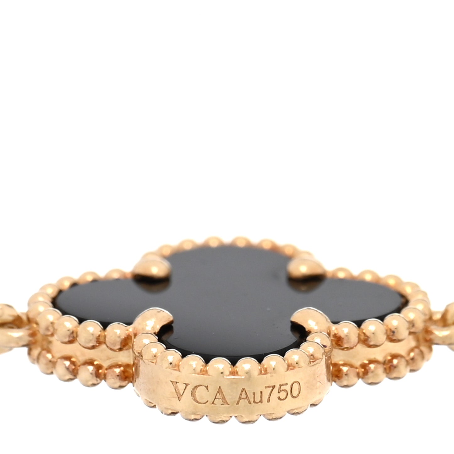 18K Yellow Gold Black Onyx 5 Motifs Vintage Alhambra Bracelet