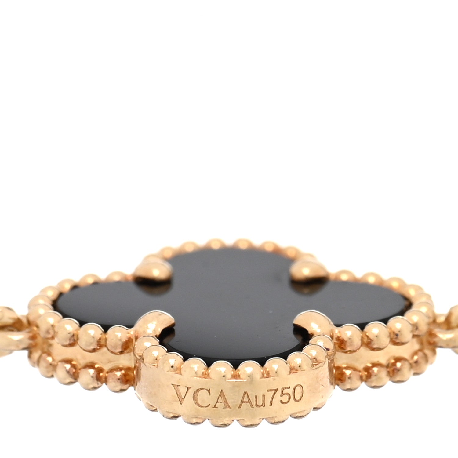 Van Cleef & Arpels 18K Yellow Gold Black Onyx 5 Motifs Vintage Alhambra Bracelet 3 of 4