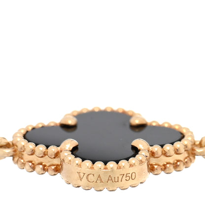 Van Cleef & Arpels 18K Yellow Gold Black Onyx 5 Motifs Vintage Alhambra Bracelet 3 of 4
