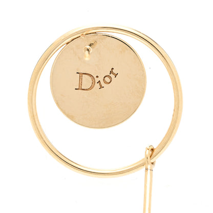 Christian Dior Crystal Circle Drop Earrings Gold 4 of 5
