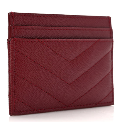 Saint Laurent Grain De Poudre Matelasse Chevron Monogram Credit Card Case Opyum Red 3 of 8