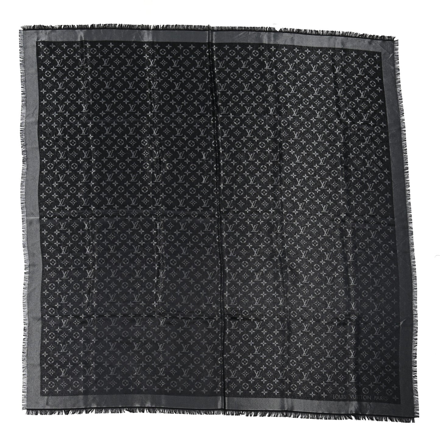 Silk Lurex Wool Monogram Shine Shawl Black