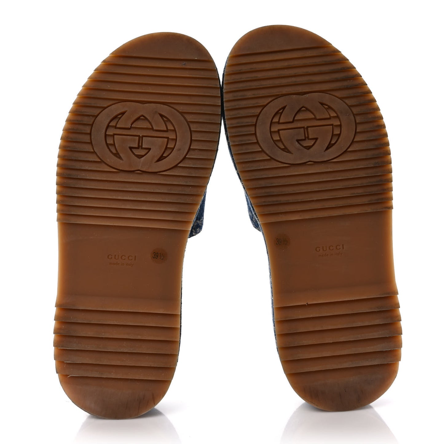 New Denim GG Monogram Angelina Platform 55mm Slide Sandals 39.5 Blue Tea