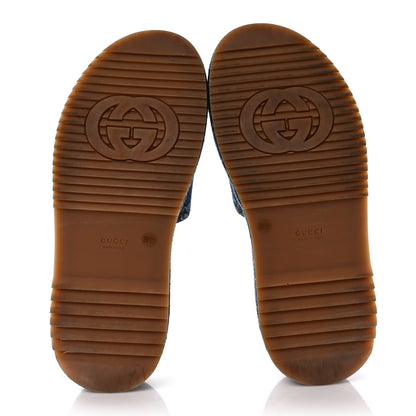 Gucci New Denim GG Monogram Angelina Platform 55mm Slide Sandals 39.5 Blue Tea 5 of 7