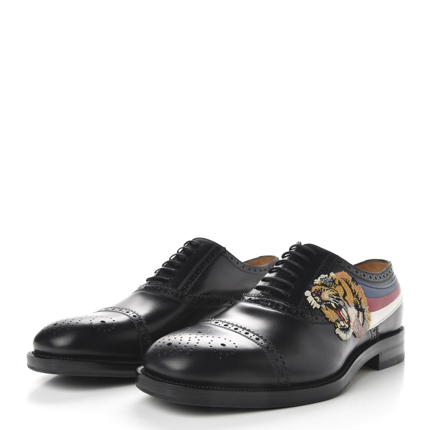 Calfskin Black Tiger Mens Brogue Lace-Up Oxfords 9.5 Black