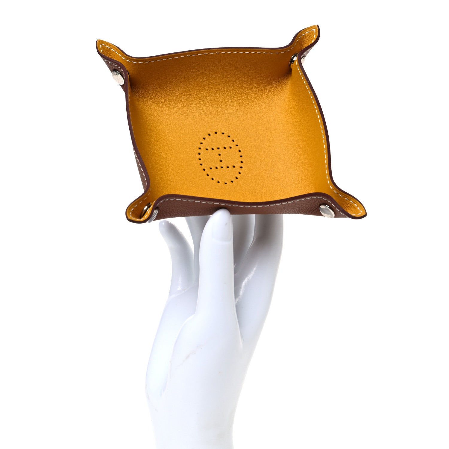 Hermes Taurillon Clemence Mini Mises et Relances Change Tray Jaune Ambre Fauve 2 of 6