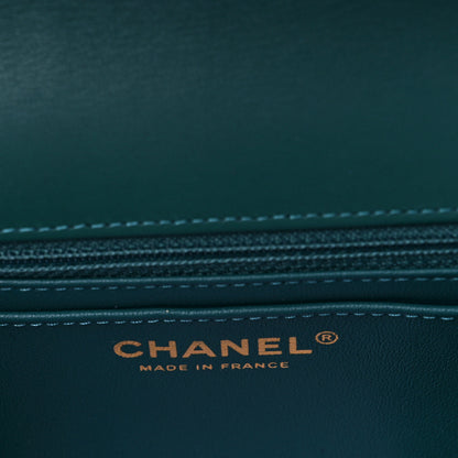 Chanel Shaded Patent Calfskin Quilted Mini Rectangular Flap Green Blue 6 of 9