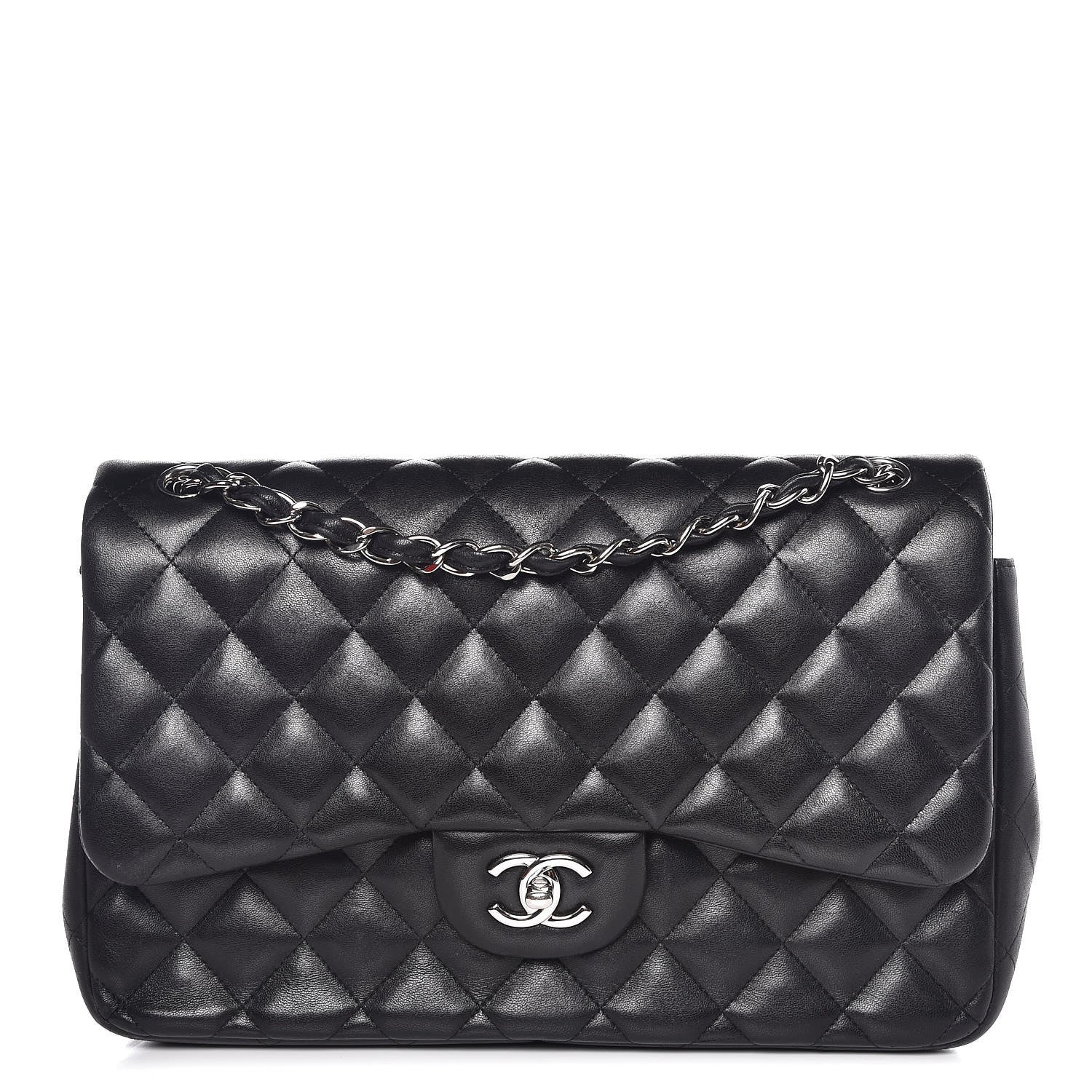 Chanel Lambskin Quilted Jumbo Double Flap Black 1 of 9