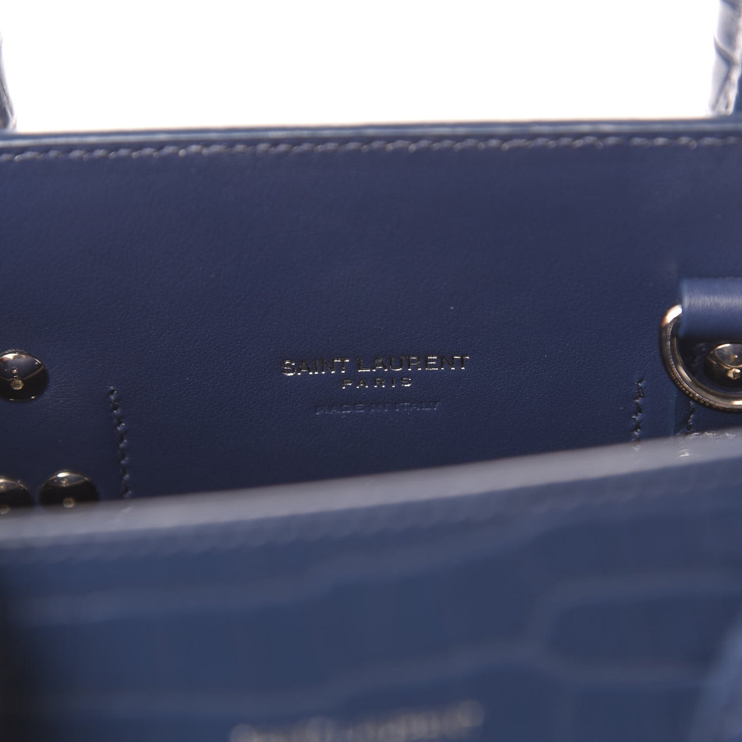 Calfskin Crocodile Embossed Baby Sac De Jour Denim