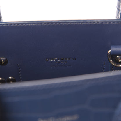 Saint Laurent Calfskin Crocodile Embossed Baby Sac De Jour Denim 5 of 8