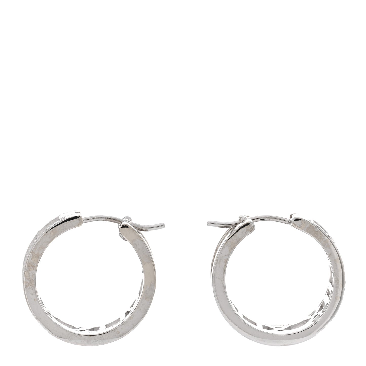 18K White Gold Diamond Atlas Open Hoop Earrings