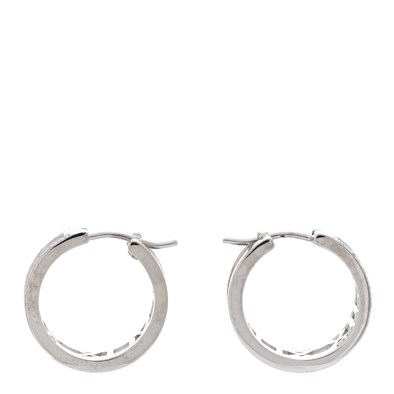 Tiffany 18K White Gold Diamond Atlas Open Hoop Earrings 3 of 4