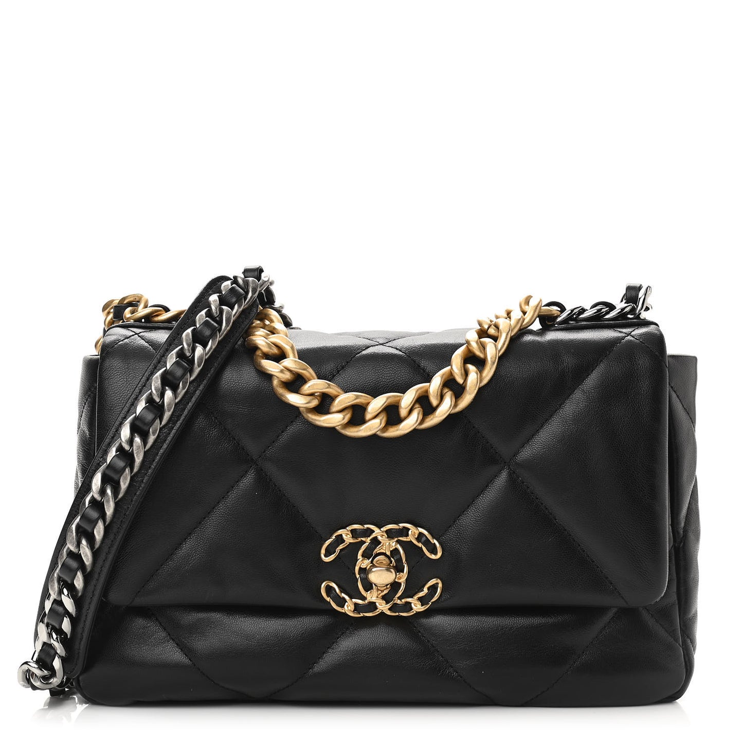 Goatskin Quilted Medium Chanel 19 Flap Black