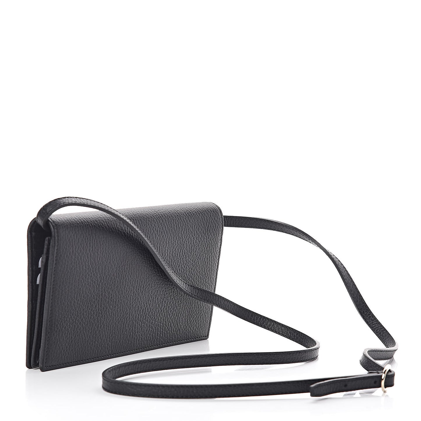 Dollar Calfskin Mini Swing Wallet Bag Black