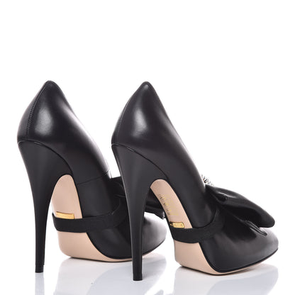 Gucci Nappa Removable Bow Elaisa Platform High Heel Pumps 36.5 Black 7 of 12