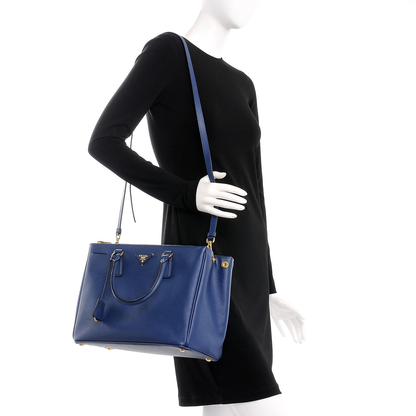 Saffiano Large Galleria Double Zip Tote Bluette