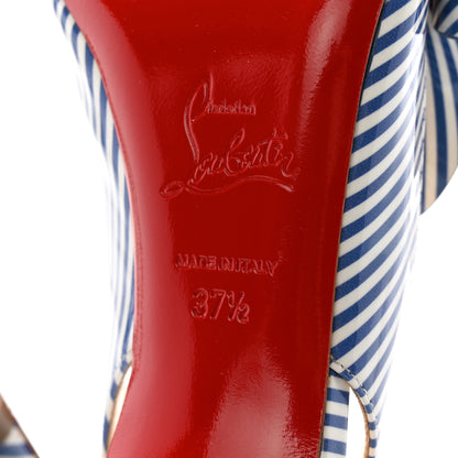 Christian Louboutin Patent Stripes Clare Nodo 80 Pumps 37.5 Jeans White 7 of 11